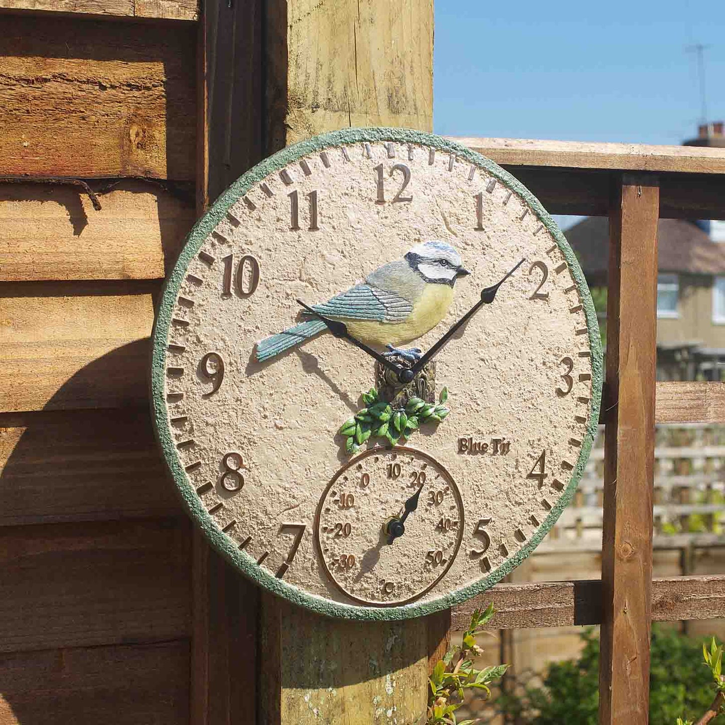 12in Blue Tit Wall Clock & Thermometer-Easy Garden Centre
