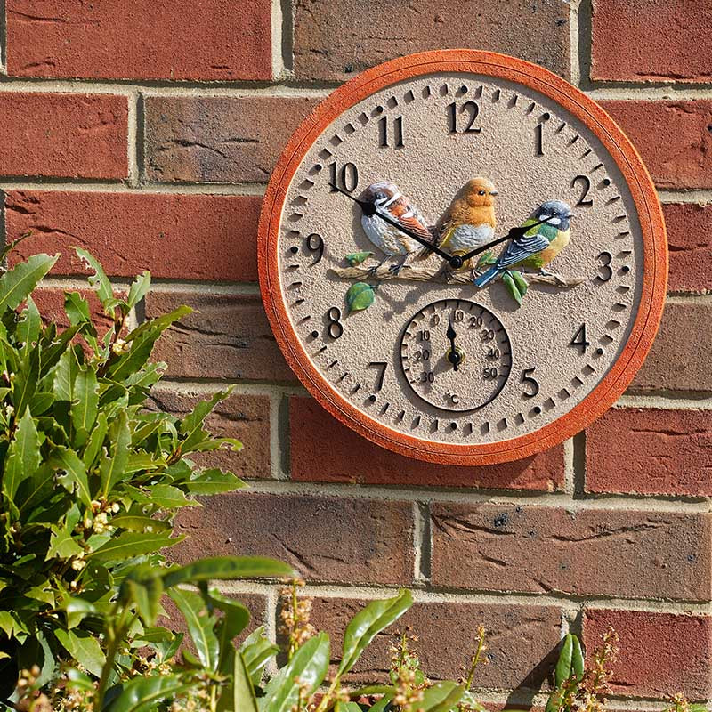12in BirdWood Wall Clock-Easy Garden Centre