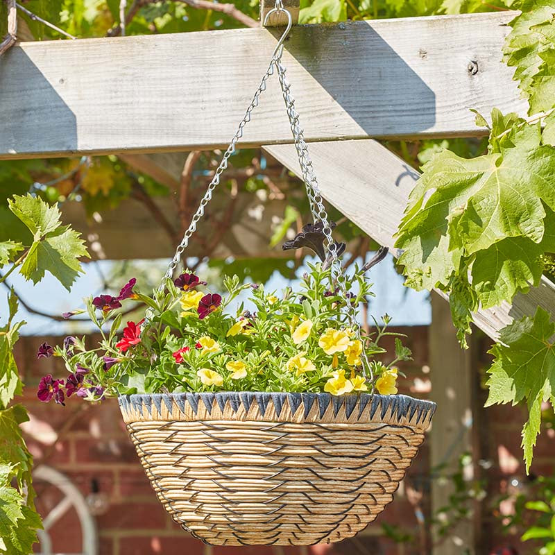 14in Savanna Faux Rattan Hanging Basket-Easy Garden Centre
