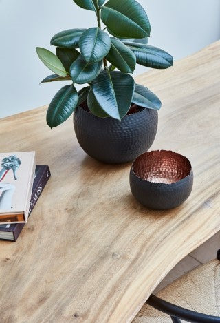 Hammered Bowl Black/Copper 19Cm-Easy Garden Centre