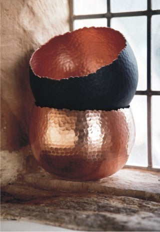 Hammered Bowl Copper/Black 19Cm-Easy Garden Centre