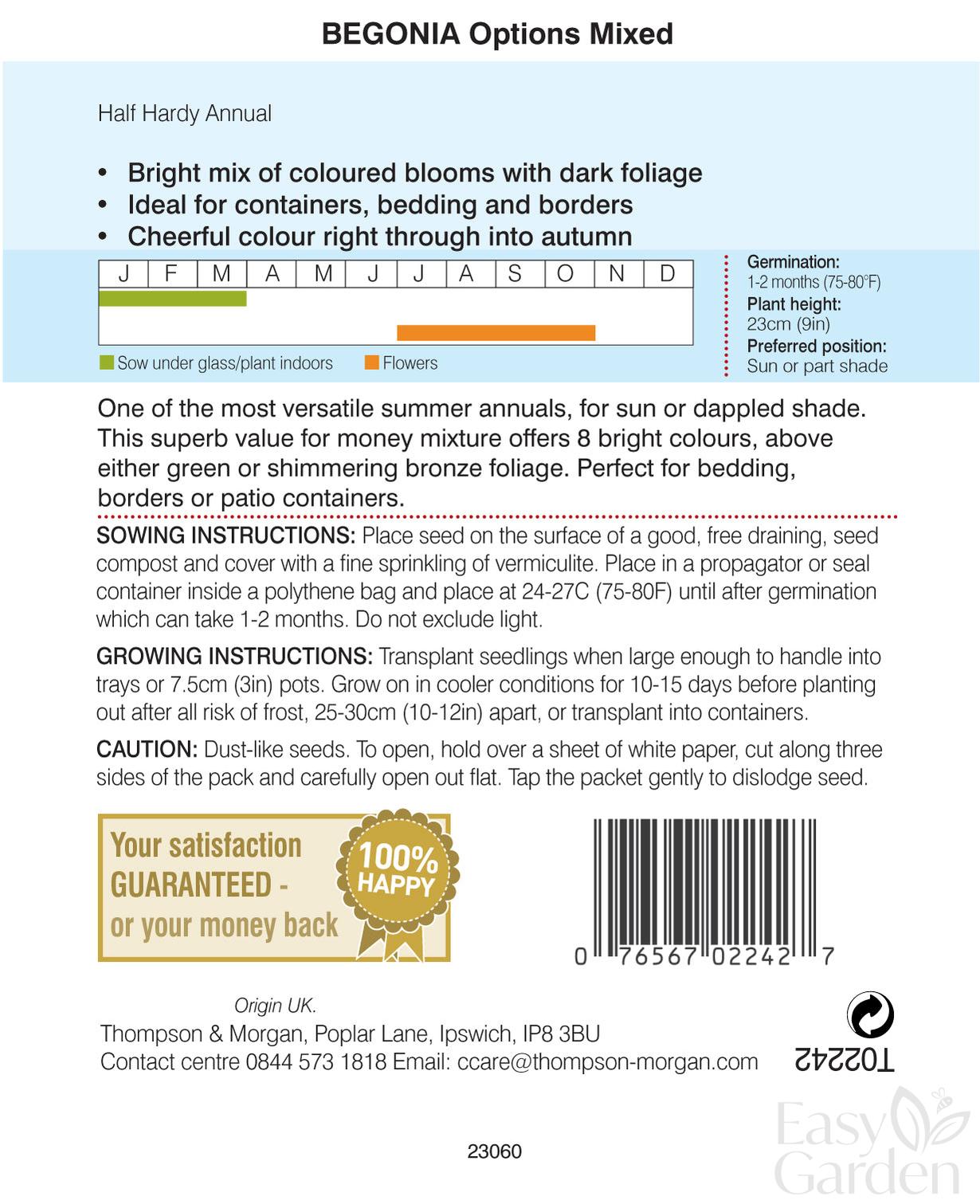 Begonia semperflorens Options Mixed