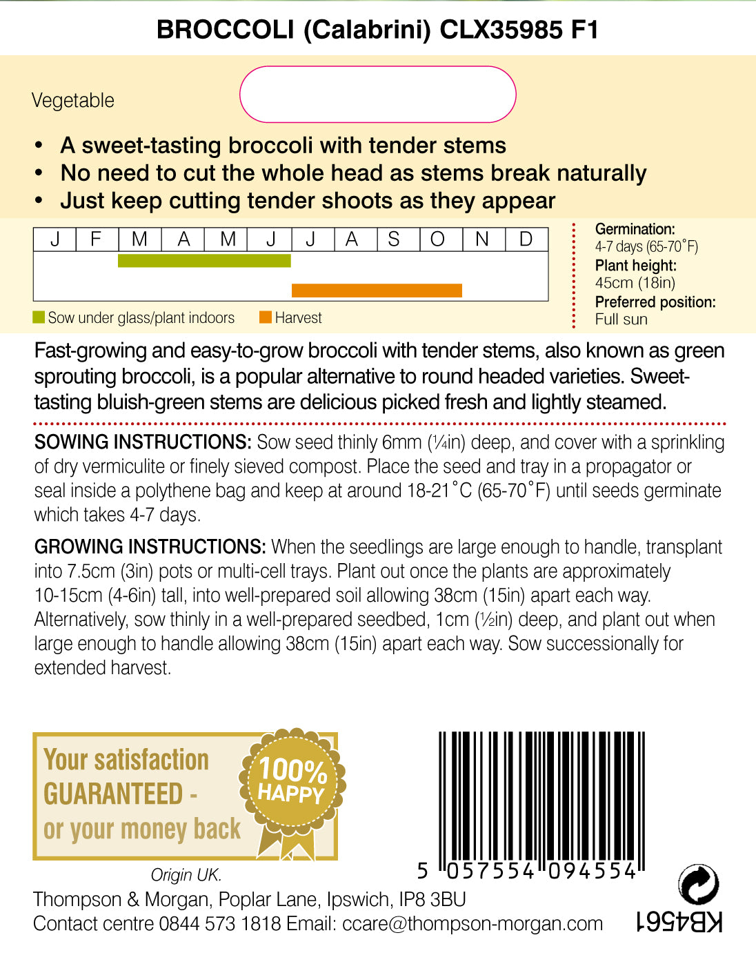 Broccoli calebrini Sweet Returns (NAME TBC)