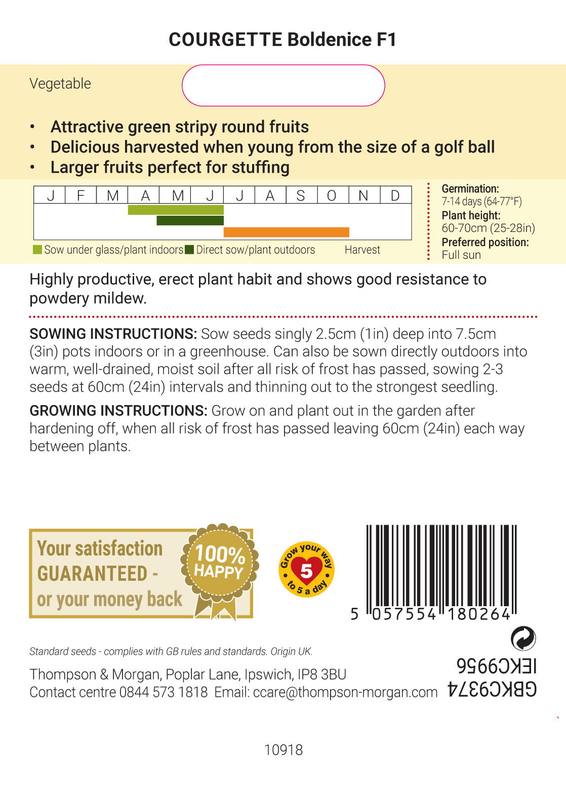 Courgette Cucurbita pepo Boldenice F1