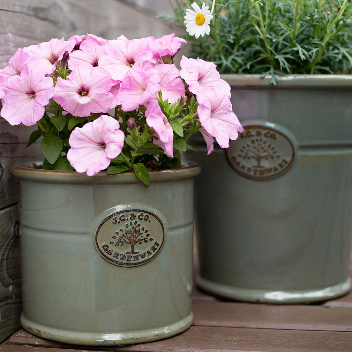JC & CO Antique Grey Glazed Cylinder 37cm-Easy Garden Centre
