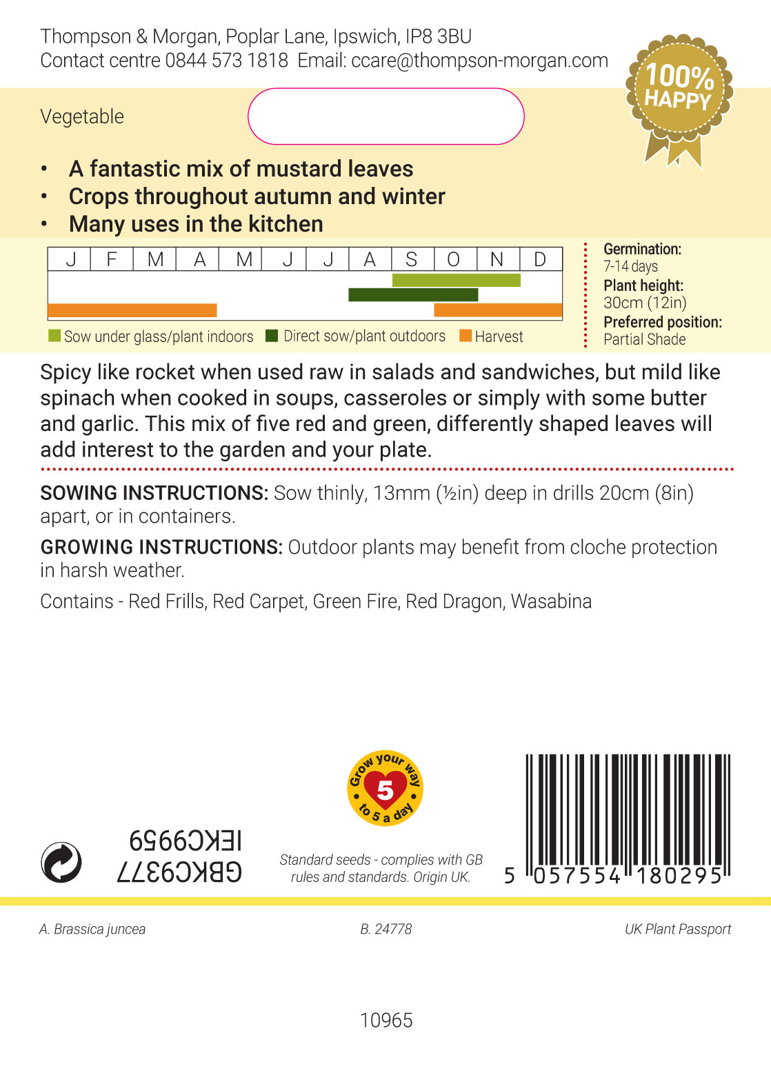 Mustard Autumn sowing leaves-Easy Garden Centre