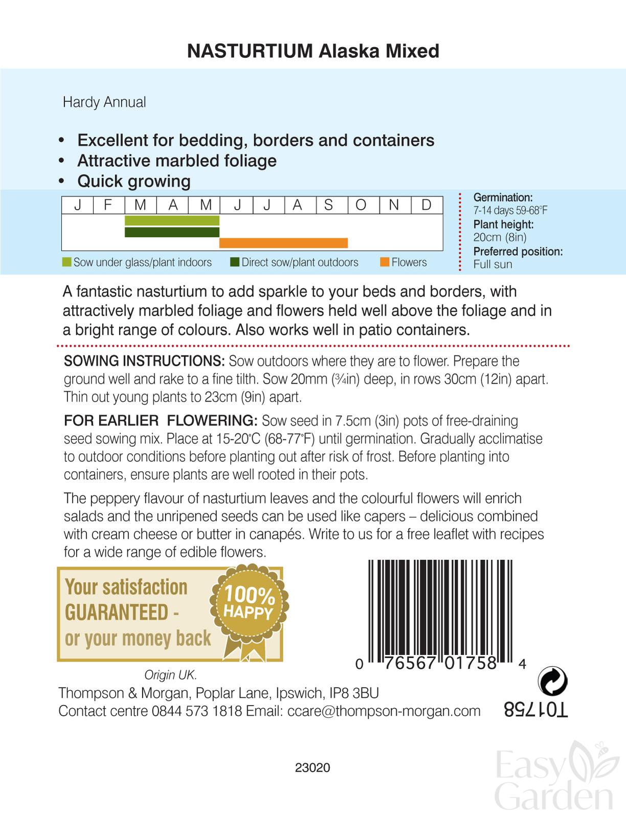 Nasturtium Alaska Mixed