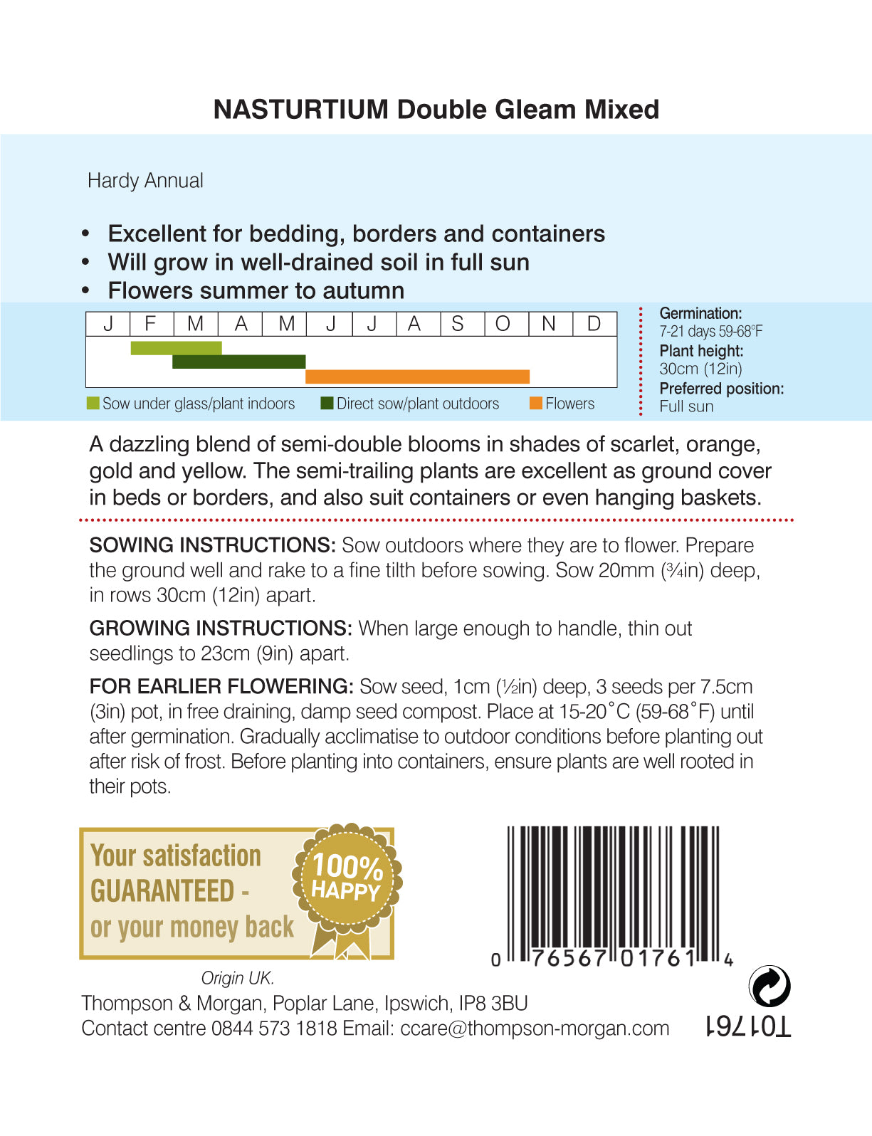 Nasturtium Double Gleam Mixed