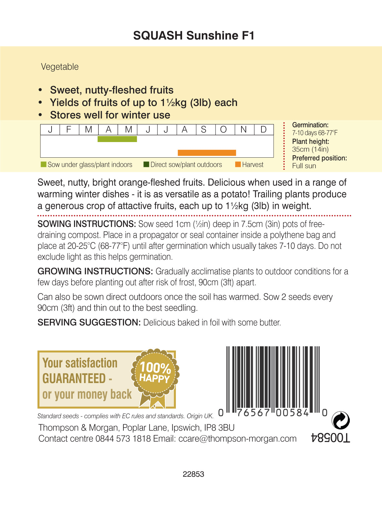 Squash Sunshine F1 Hybrid (Winter)-Easy Garden Centre