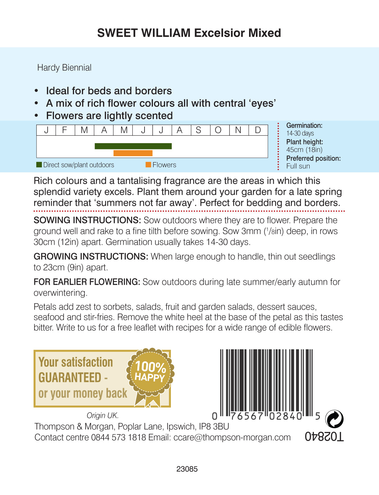 Sweet William Excelsior Mixed