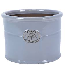 JC & CO Sky Blue Glazed Cylinder 37cm 4333-Easy Garden Centre