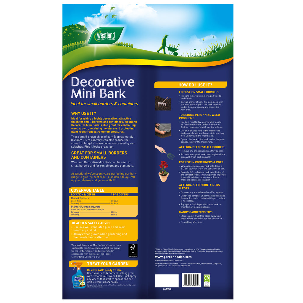 Decorative Mini Bark Mulch 70L