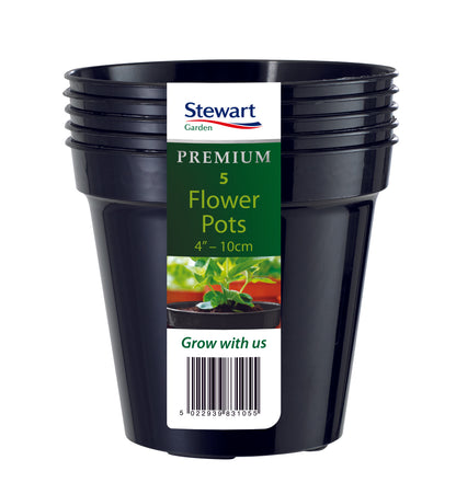 10cm (4") Flower Pot x5 (Multi-Packs) Black