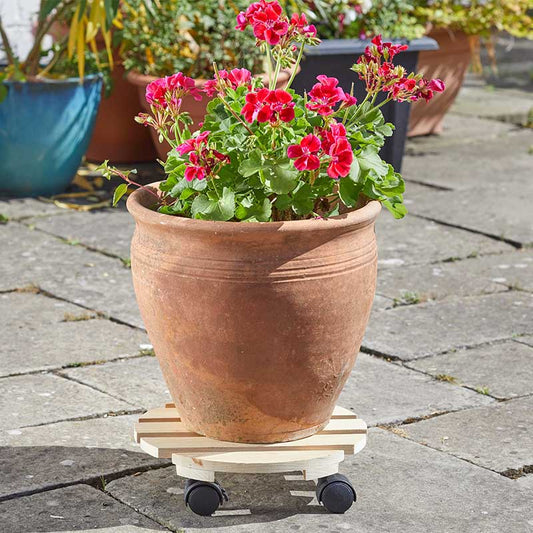 30cm Wooden Pot Caddy Natural FSC1-Easy Garden Centre