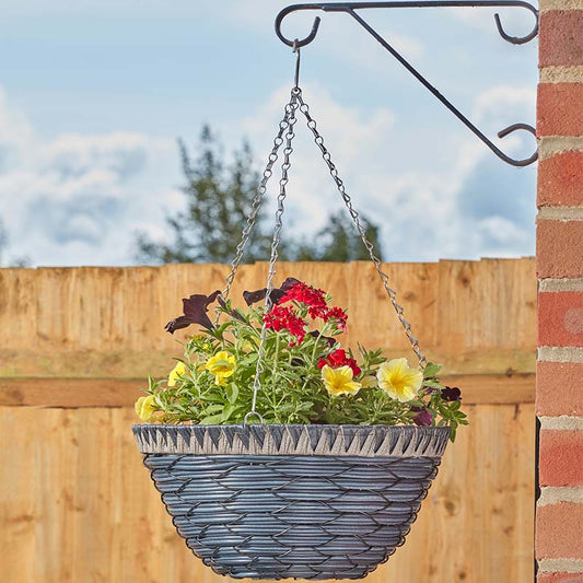 14in Tulsa Faux Rattan Hanging Basket-Easy Garden Centre