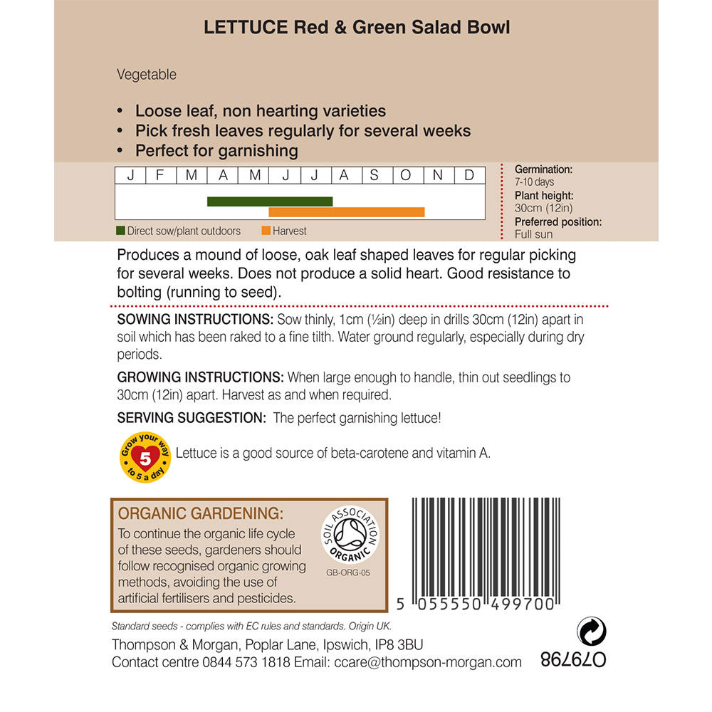 Lettuce Red & Green Salad Bowl (Organic)-Easy Garden Centre