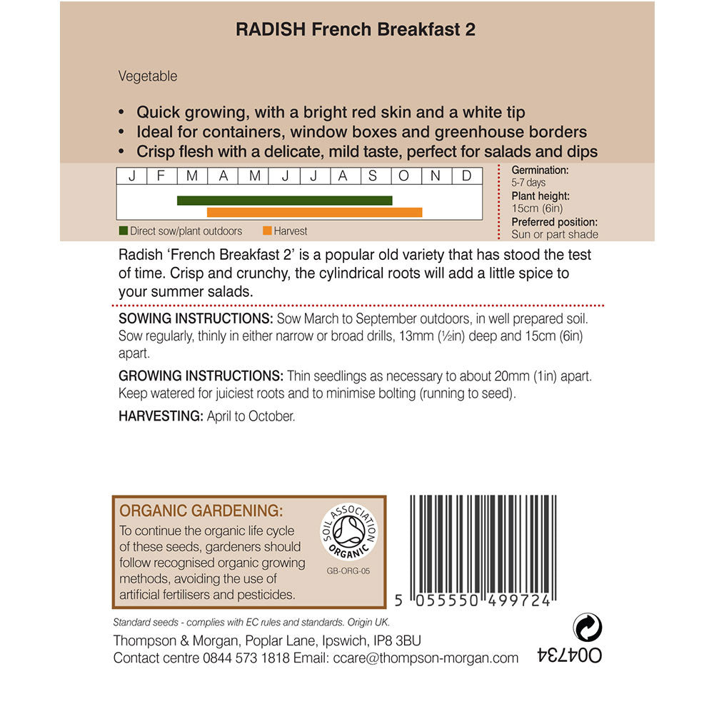 Radish French Breakfast 2 (Organic)-Easy Garden Centre