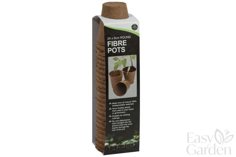 6CM ROUND FIBRE POTS 24pk-Easy Garden Centre