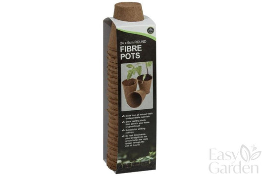 6CM ROUND FIBRE POTS 24pk-Easy Garden Centre
