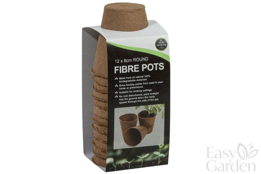 8CM ROUND FIBRE POTS 12pk-Easy Garden Centre