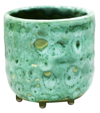 Emerald Reactive Glaze Planter with Foot H7Cm D7Cm