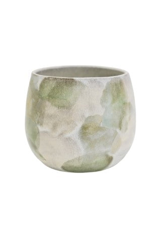 Lola Abstract Watercolour Green Planter H11.5cm D11cm-Easy Garden Centre