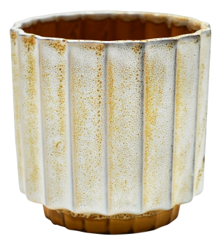 Lugano Scalloped Mustard Reactive Planter H13cm D13cm