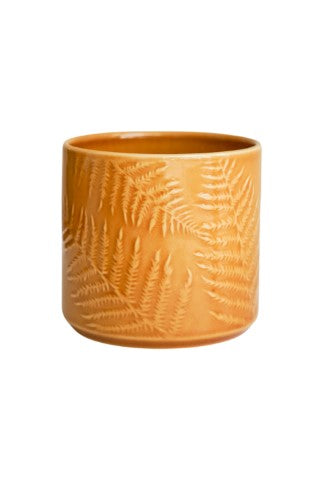 Orla Glazed Fern Mustard Planter H16.5cm D17.5cm