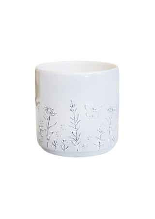 Prairie White Planter H17cm D17cm