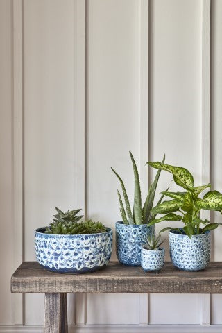 Sapphire Reactive Glaze Planter H13Cm D13Cm