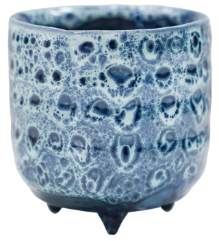 Sapphire Reactive Glaze Planter with Foot H7Cm D7Cm