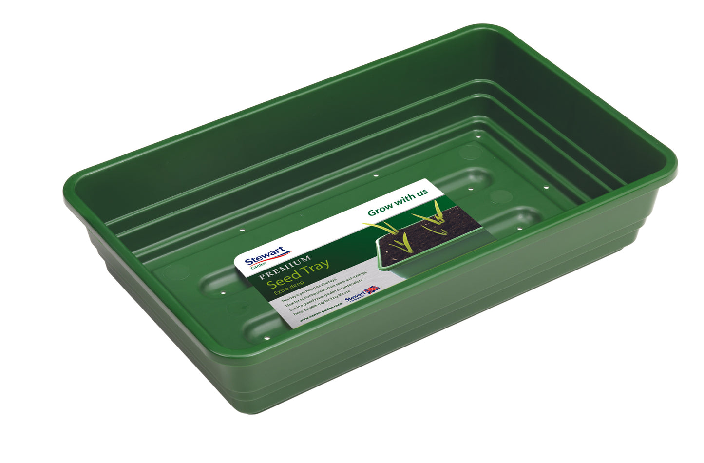 20cm Premium Extra Deep Seed Tray (with holes) Dark Green