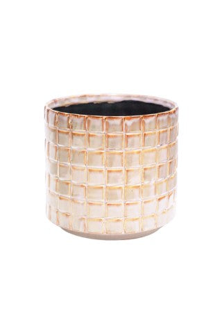 Tarah Textured Ivory Glaze Planter H17cm D18cm