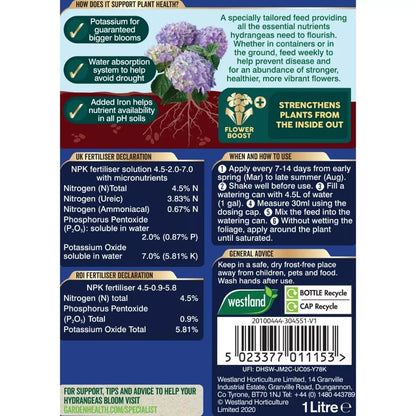 Westland Hydrangea Specialist Liquid Feed 1L